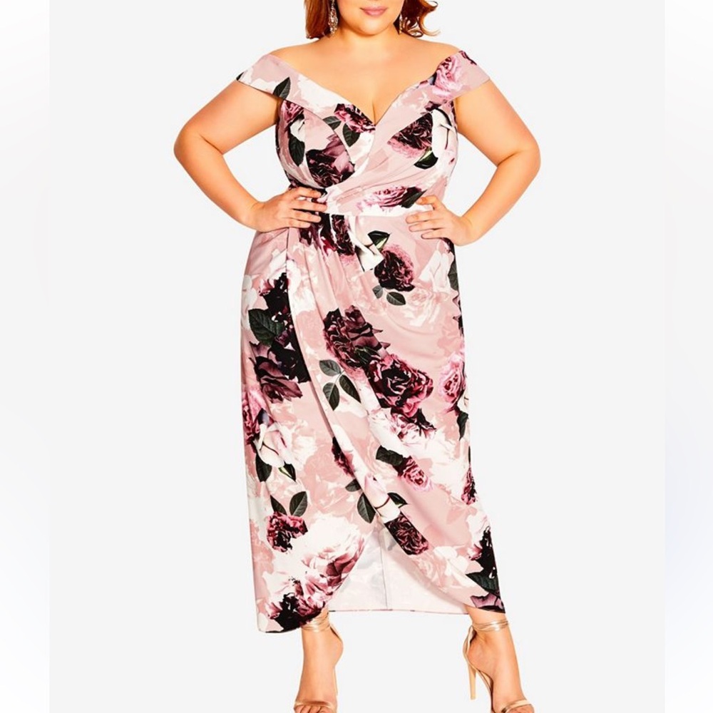 City Chic Lost in Love Maxi Formal Floral Plus Size Dress Valentine’s Day